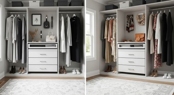 Dressing partagé : réussir la cohabitation de deux styles dans un même espace