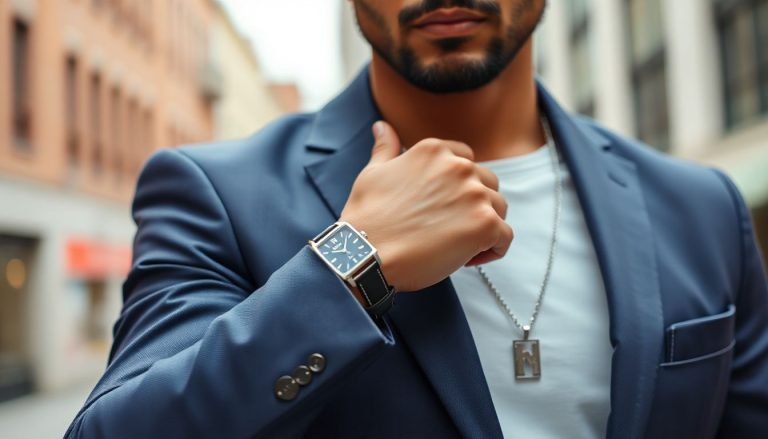 Homme avec une montre et collier