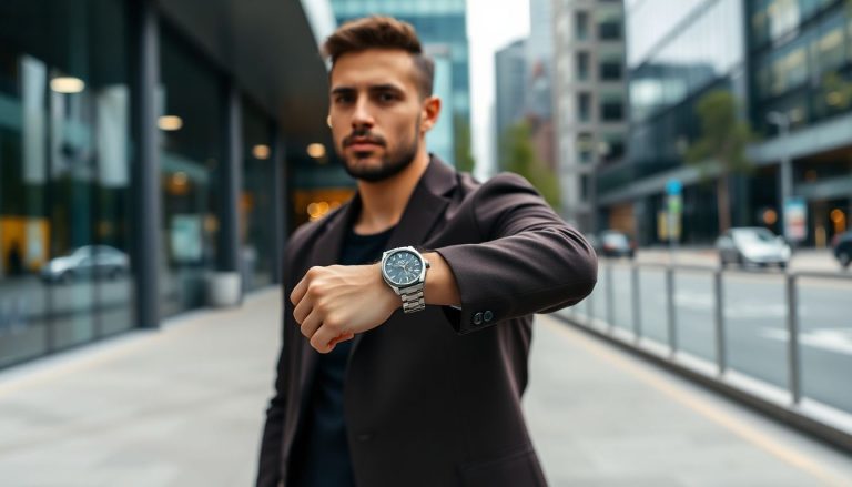 Homme mode qui porte belle montre