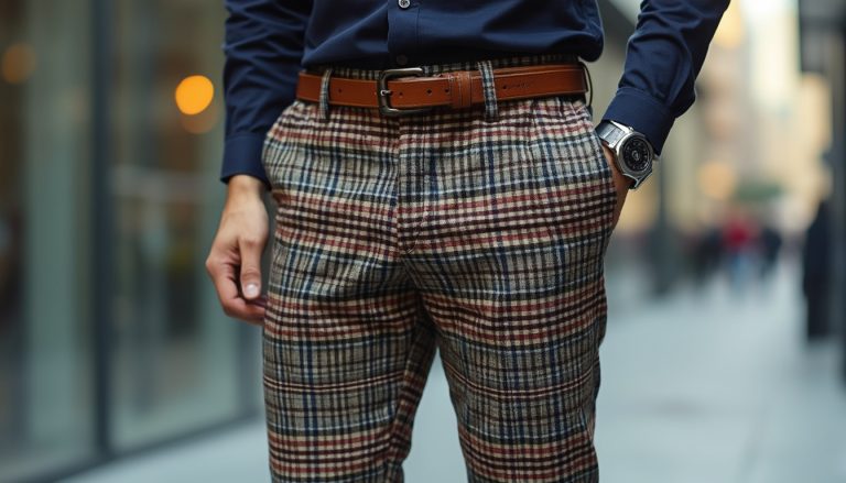 pantalon à carreaux pour homme